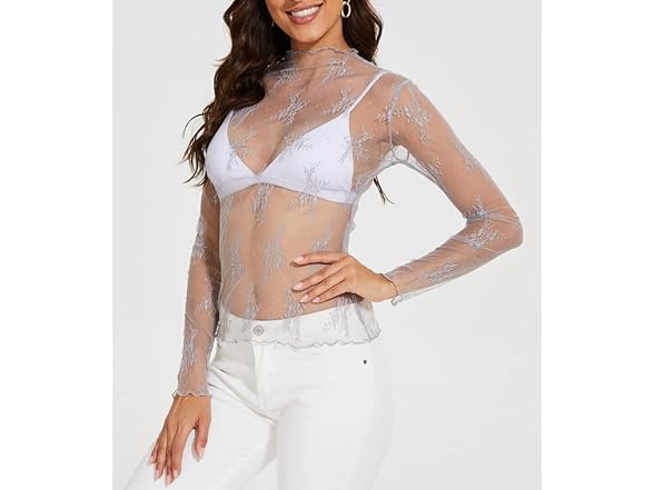AILBBE Mesh Long Sleeve Layering Top