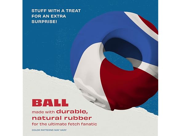 Benebone Rubber Dog Toy Ball, USA 250th Anniversary Edition