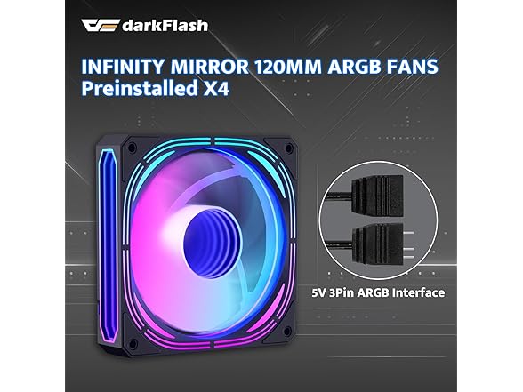 darkFlash ATX Mid-Tower PC Case, Black