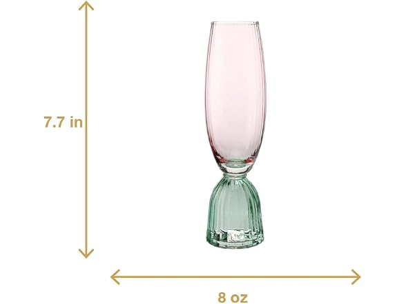 Champagne Flute Cocktail Glass, 8-Ounce, Green Pink 