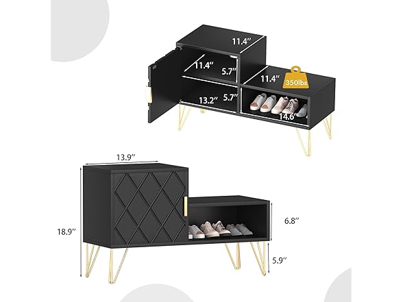 yoyomax Black Storage Bench