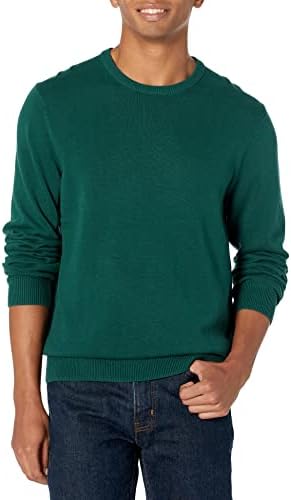 Amazon Essentials Men's Long-Sleeve Crewneck Sweater, 100% Cotton, Big & Tall Options Available, Dark Green, X-Large