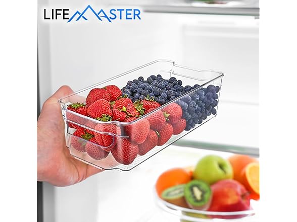 Lifemaster 4-Piece Stackable Refrigerator Organizer