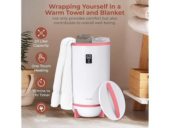 SereneLife Towel & Blanket Warmer Pink