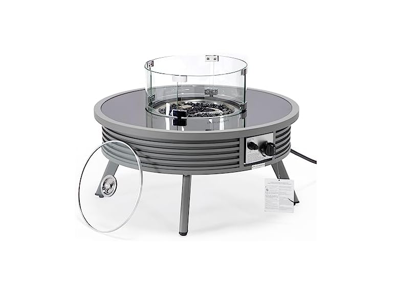 LeisureMod Walbrooke Modern Outdoor Round Fire Pit Table