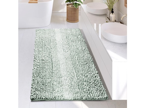 Hearth & Harbor Bathroom Rugs, Chenille- Ombre Green