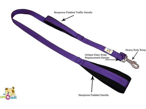 Padded Double Handle Leash with Warranted Re