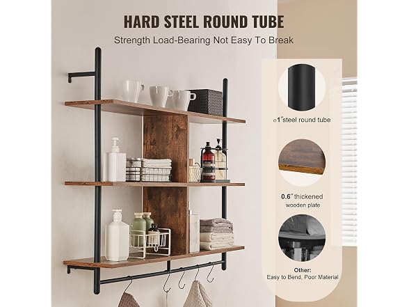 Industrial Pipe Shelf, 3 Tier 41.5x9.84in
