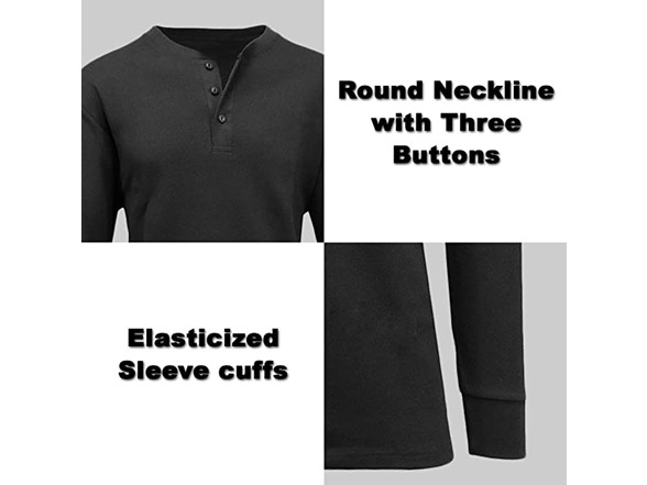 3Pk Asst Mens Waffle-Knit Henley Thermal