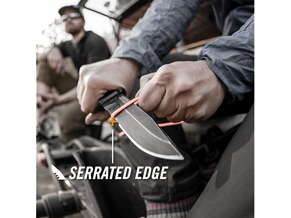Gerber Gear StrongArm - Fixed-Blade Camping & Hunting Knife with Striking Pommel & Sheath - Premium Survival Gear - Made in USA - Coyote Brown, Serrated Edge (Open Box)