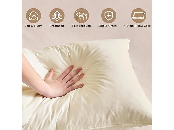 BHZ Beige Satin Goose Feather Pillow