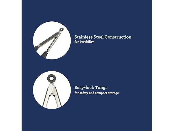 Oster 3-Piece Kitchen Tongs Set – 12", 9", 7"