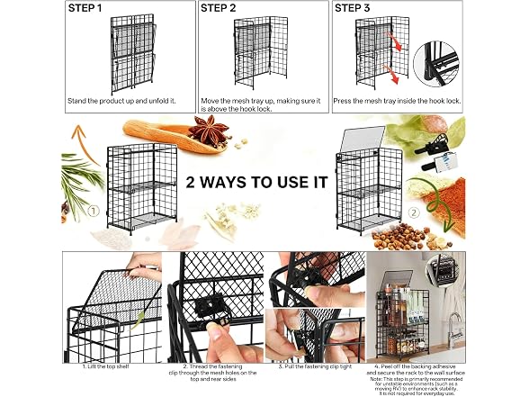 DTUQYX Spice Rack Organizer for Countertop, 3-Tier 