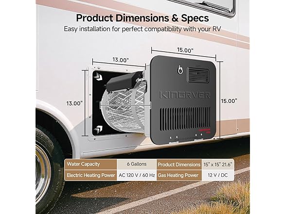KINGRVER 6 Gallon RV Tank Water Heater, RV Propane(Open Box)
