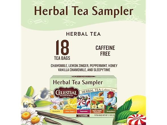 18CT Celestial Seasonings Herbal Tea Sampler