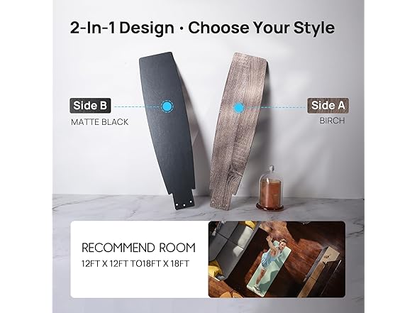 Consciot 52 Inch Ceiling Fan With Lights, Modern Black