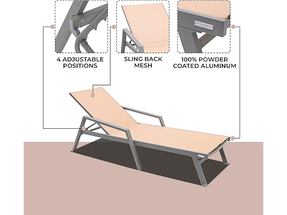 LeisureMod MLAGR-77LBR Marlin Chaise Lounge Light Brown