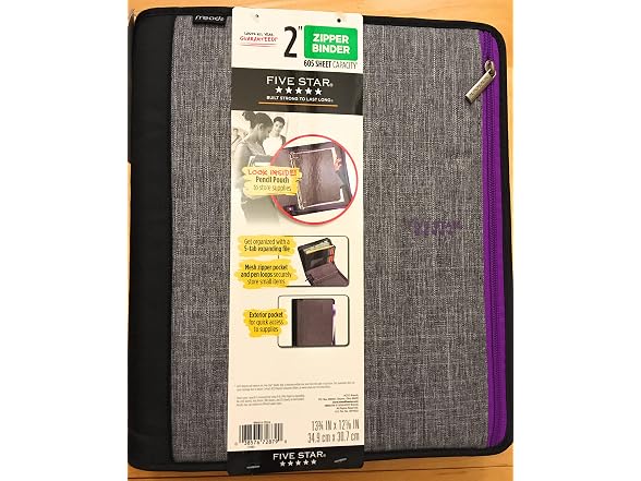 Five Star 605 Sheet 2" Ring Zipper Binder Teal