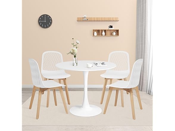 Mid Century Modern White Dining Table Set