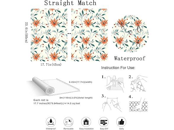 OUSCACH Vintage Floral Wallpaper