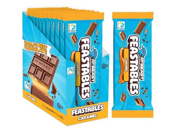$15.99, Was $26.90, 40% Off! Feastables Caramel Choc Bar 10ct 2.1oz dealfomo