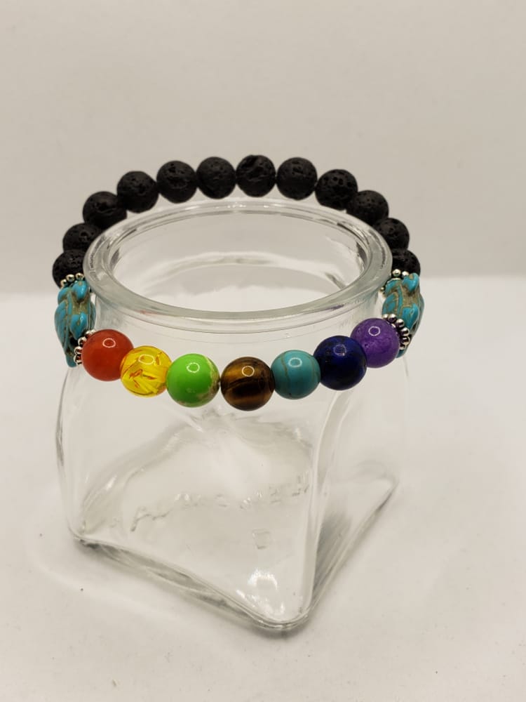 Chakra And Turtle Natural Stone Bracelet - Gallery 5