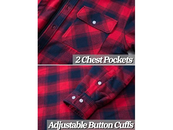 Tacvasen Men (XXL) Flannel Hood Men'S Jacket