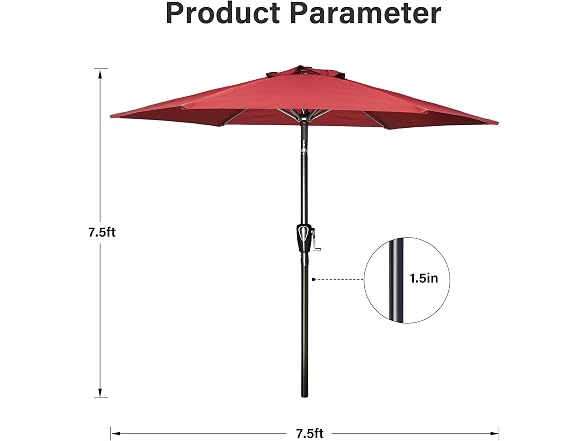 YSSOA 2 Pack 7.5' Patio Umbrella Outdoor