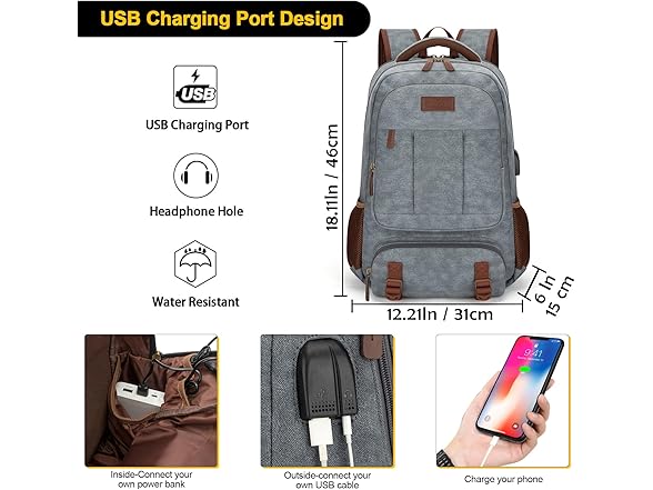 Light Grey 15.6" Laptop Backpack