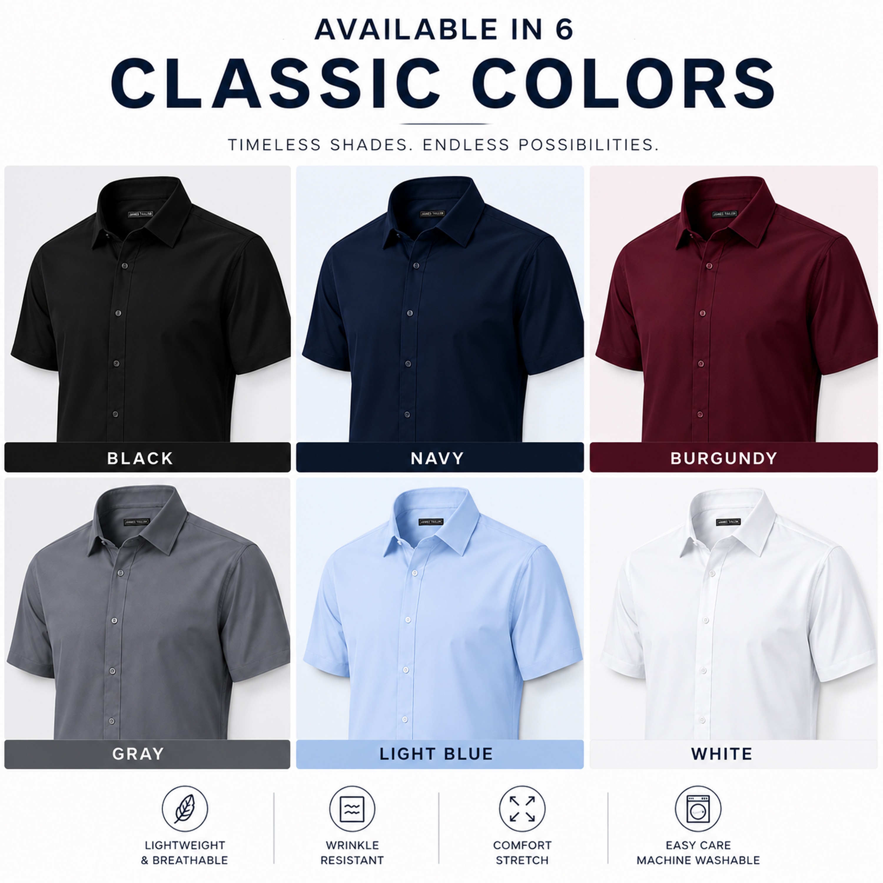 4Pk Mens S/S Cotton Stretch Dress Shirt (S-3XL) - Gallery 16