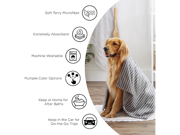 Bone Dry Pet Grooming Microfiber Towel, X-Large, Lavender