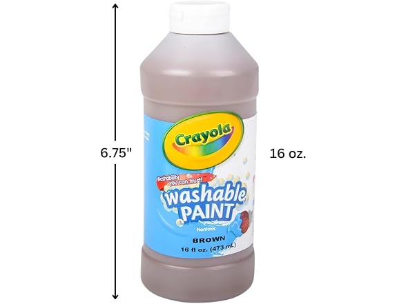 Crayola Washable Paint, Brown, 16 Oz Bottle
