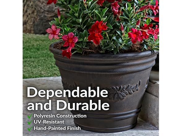 Sunnydaze 13-Inch Laurel Large Plant Pot, 4 Pack - Rust