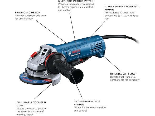 Bosch GWS10-450P 4-1/2 In. Ergonomic Angle Grinder