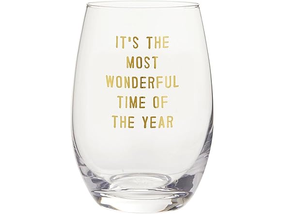 Santa Barbara Design Studio Holiday Stemless Wine Glass Gold Foil
