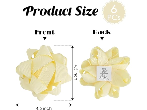 LiBongTa Gift Bows Ivory 4.5" (6pk)