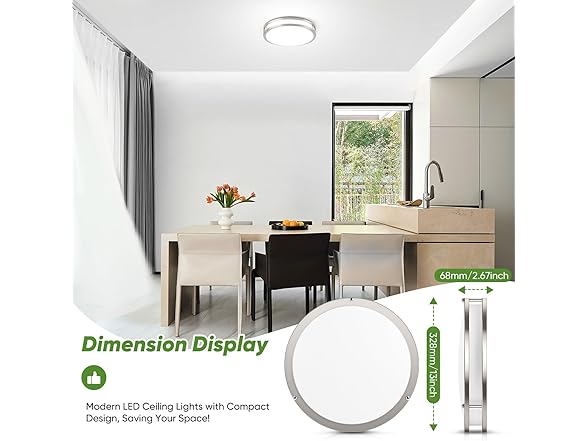 TOBUSA 1-Pack LED Flush Mount Ceiling Light