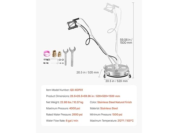 VEVOR Pressure Washer Surface Cleaner, 20in