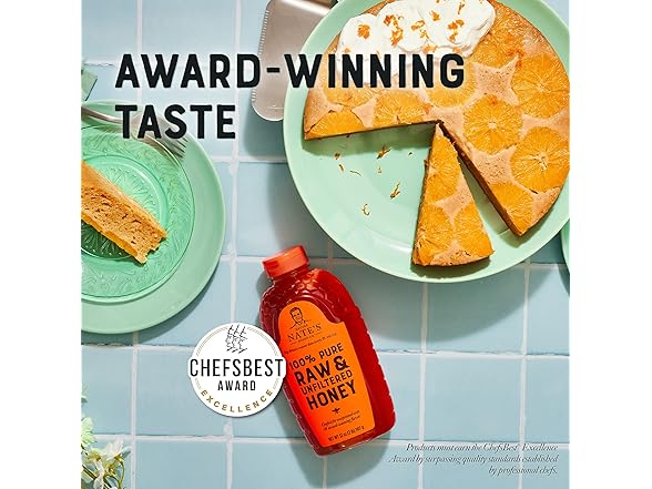 (6-Pack) Nate's 100% Pure, Raw & Unfiltered Honey