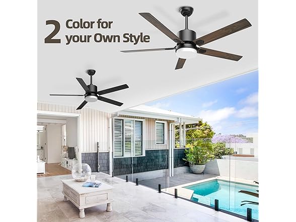 Sky sea Ceiling Fan with Light, Black, 52 inch