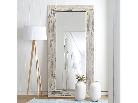 KIAYACI Over Sized Floor Mirror Wood Frame 71" x 32"