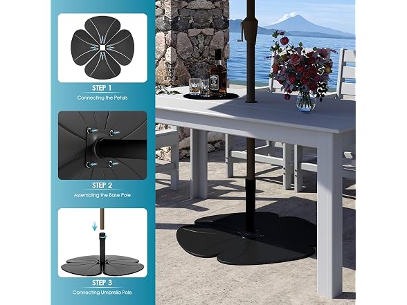 GREENVINES 4-Piece Patio-Petal-Umbrella-Base