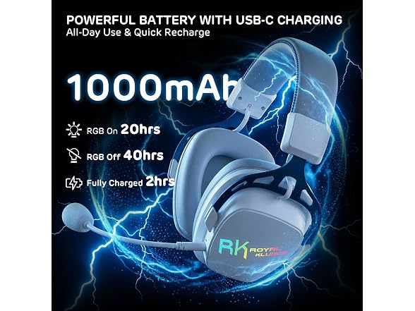 RK ROYAL KLUDGE RK-HG103-RWWT HG103 Gaming Headset,White