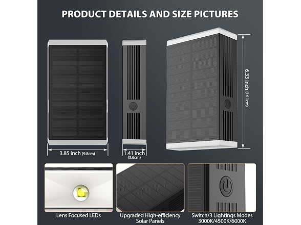 UGDLUCK BH-1051 Solar Wall Light Outdoor 2Pk Sconce