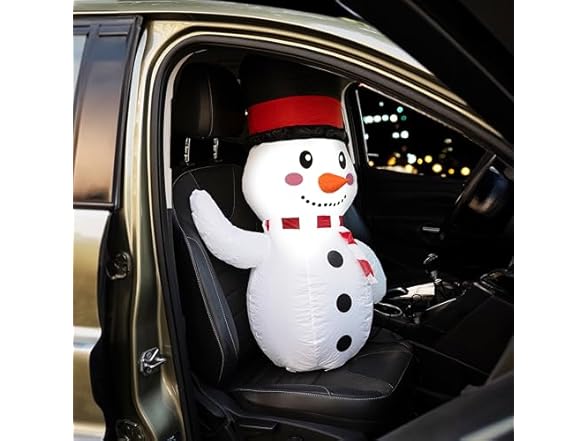 Zone Tech CR0002 Snowman Blow-Up Décor for Cars White