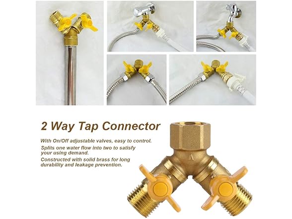 Oumefar G1/2 Brass 2 Dual Faucet Connector