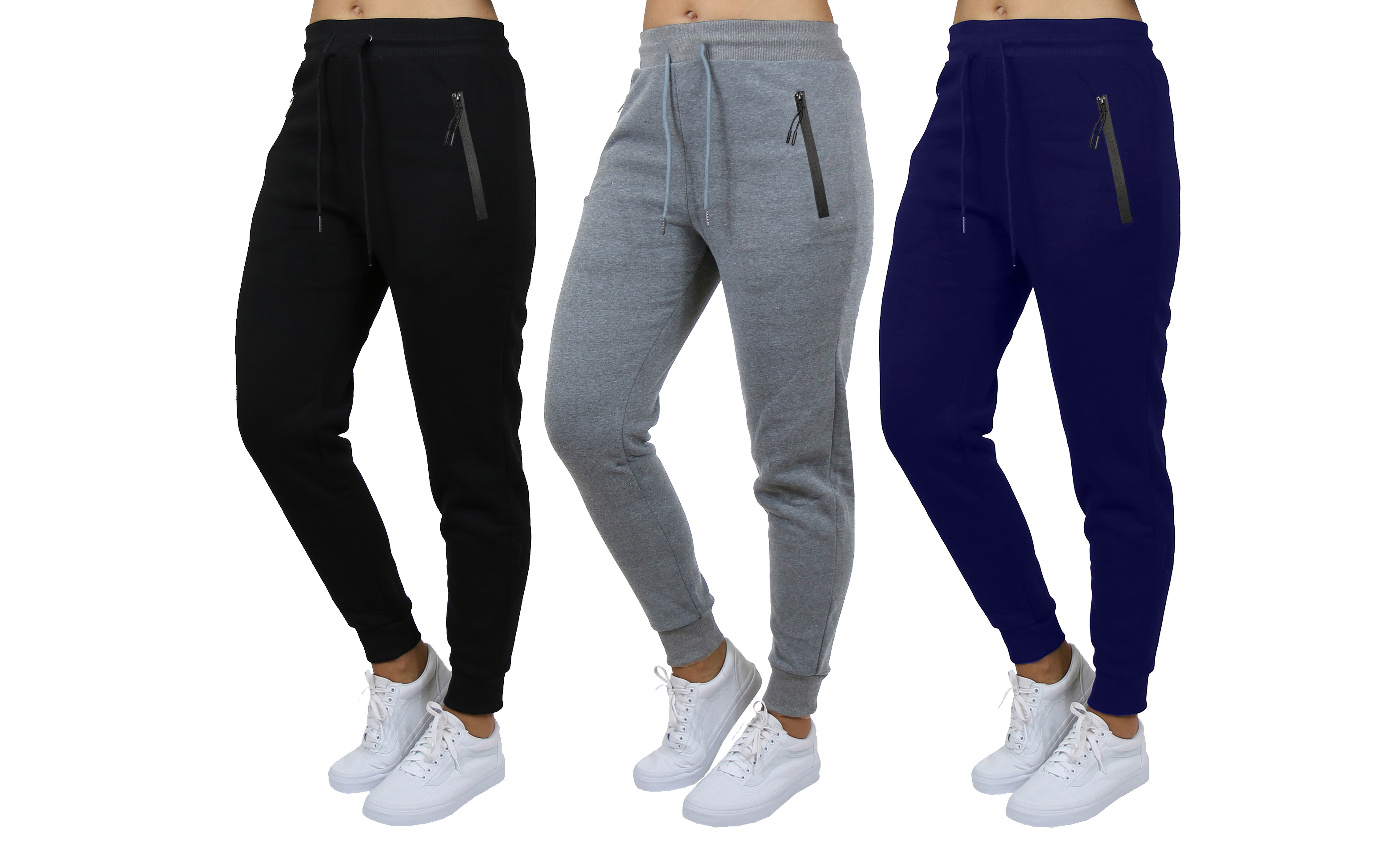 3Pk Womens Fleece Jogger Pants - Gallery 24