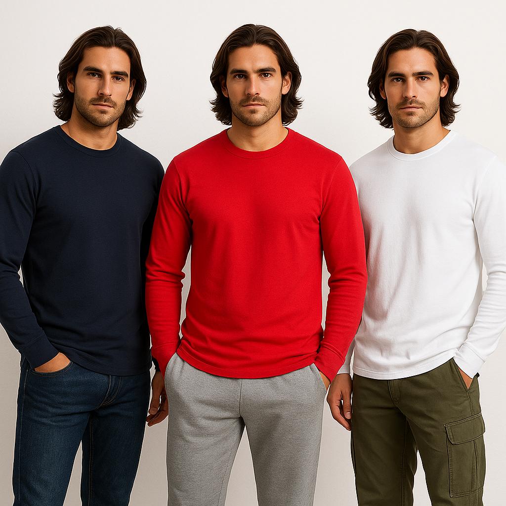 (3Pk) Men's Long Sleeve T-Shirt (S-3XL) - Gallery 6