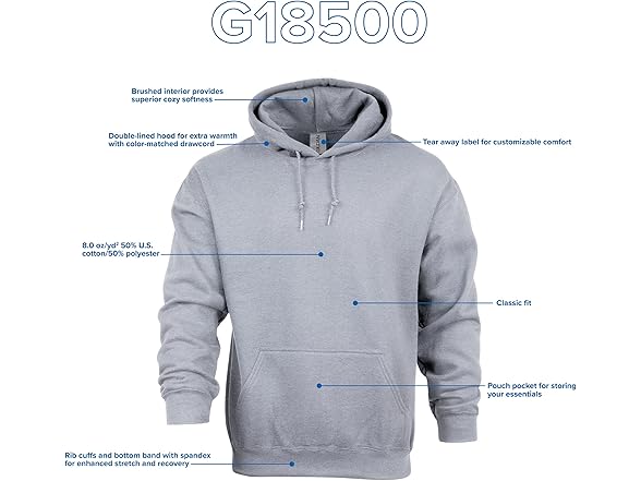 Gildan Adult Fleece Hoodie Sweatshirt