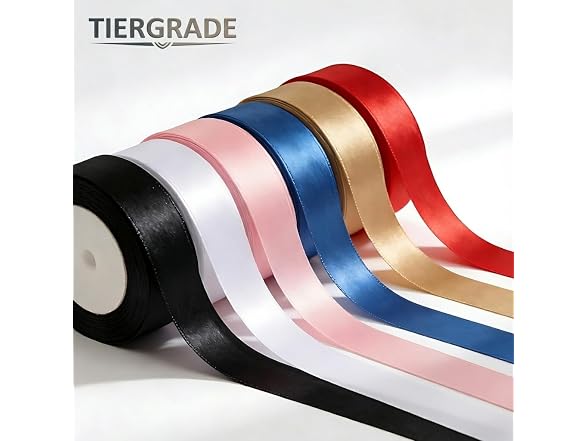 Tiergrade Blue Satin Ribbon 1 Inch x 4 Rolls Blue